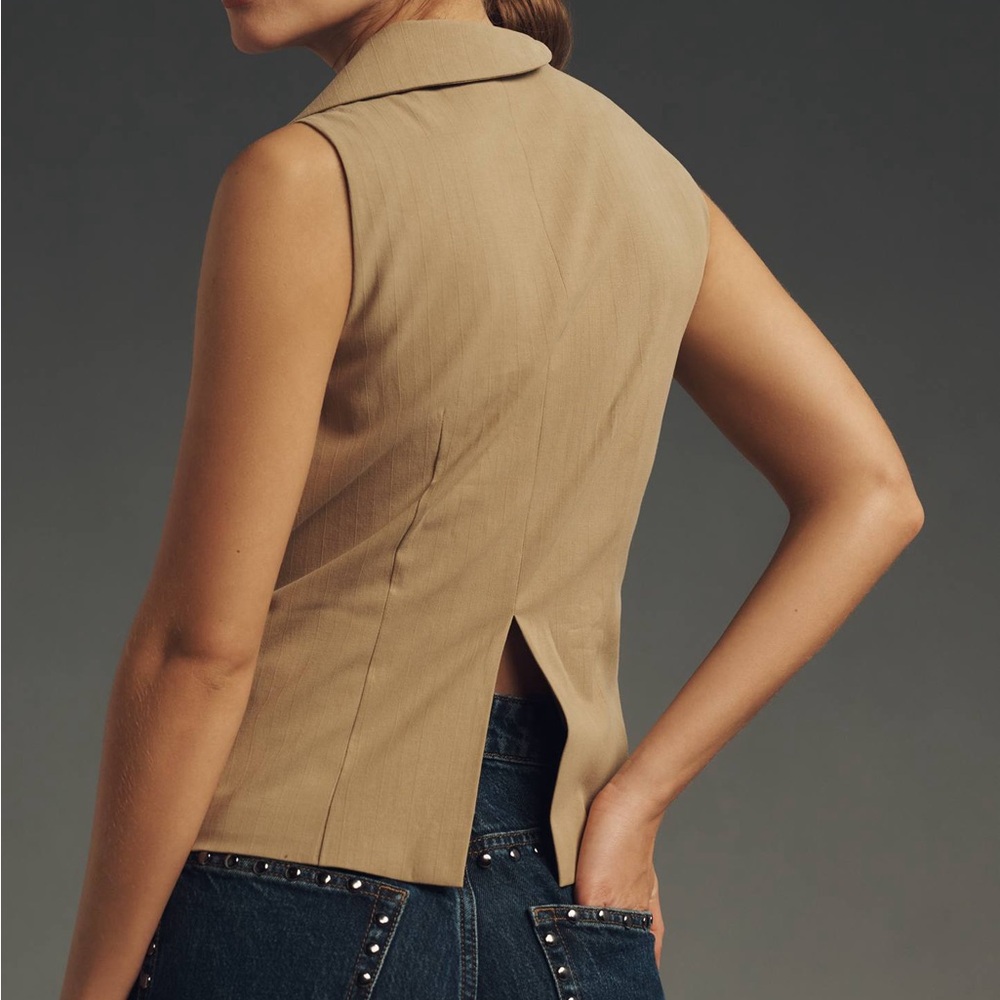 Anthropologie MARE MARE Sleeveless Tie Wrap Blouse In Beige NWT Size L - Picture 2 of 4